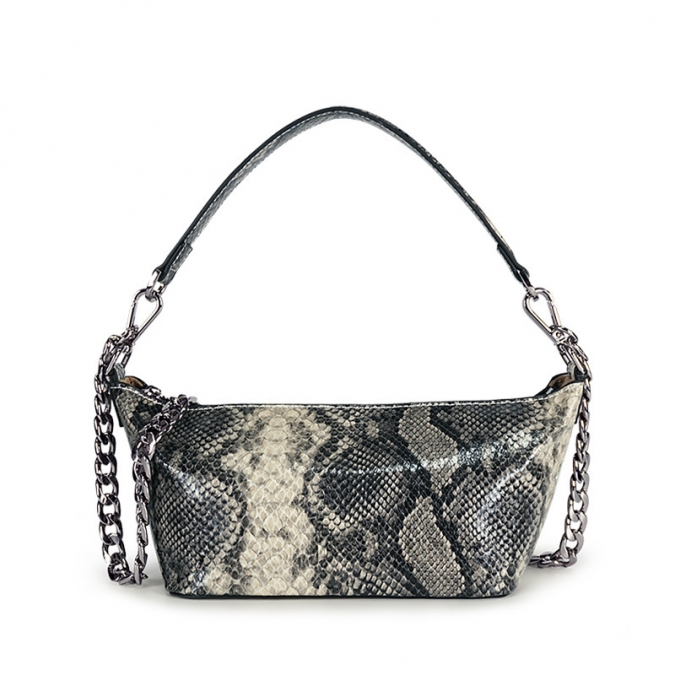 High fashion snake skin handle cross body chain shoulder bag 