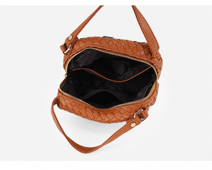 Designer Woven PU Top Handle Bag Retro Ladies Shoulder Bag 