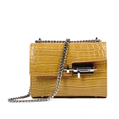 Alligator pu mini square bag chain shoulder bag