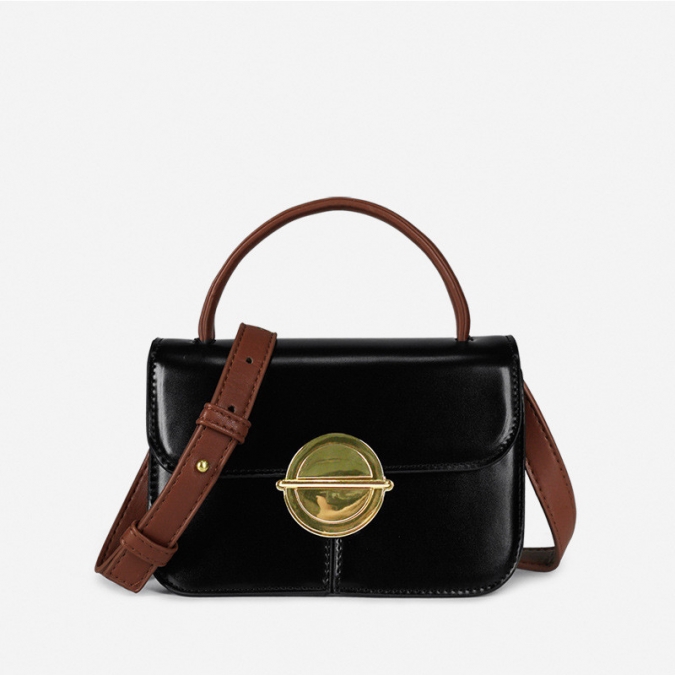 Top Handle With Long Strap A Colorblock Handbag 