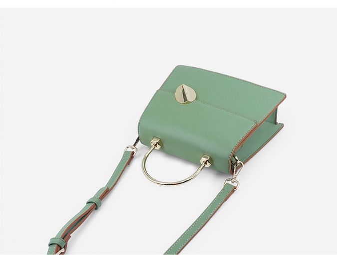 New vegan leather summer macaron color Kelly handbag with metal handle 