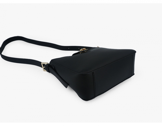 Custom Female PU Leather Cross Body Zipper Bucket Bag With Lock 