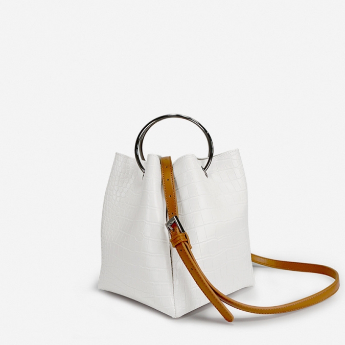  Leather With Circular Handle Bag