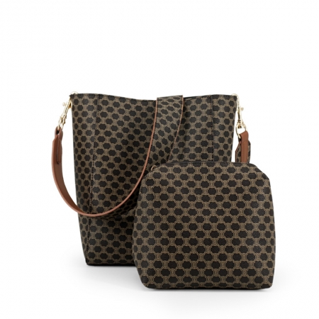 Leather Floral Polka dots 2pcs handbag sets women retro shoulder bag
