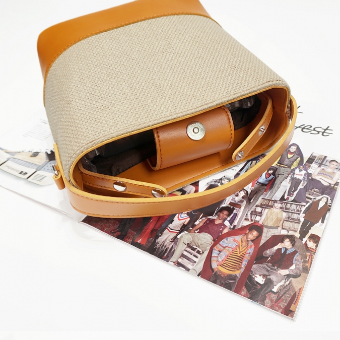 Fashion waxed canvas pu leather bucket bag sholder bag 