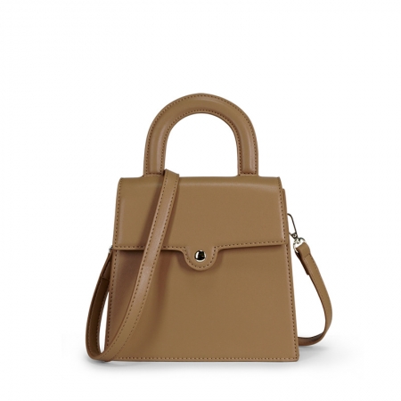 Vegan leather retro simple women handbag rapezoid shoulder bag