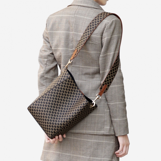 Luxury brand leather Floral Polka dots 2pcs handbag sets women retro shoulder bag 