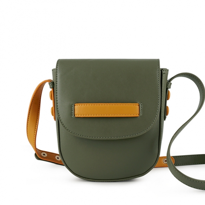 Custom minimalist pu leather solid color saddle bag  cross body bag 