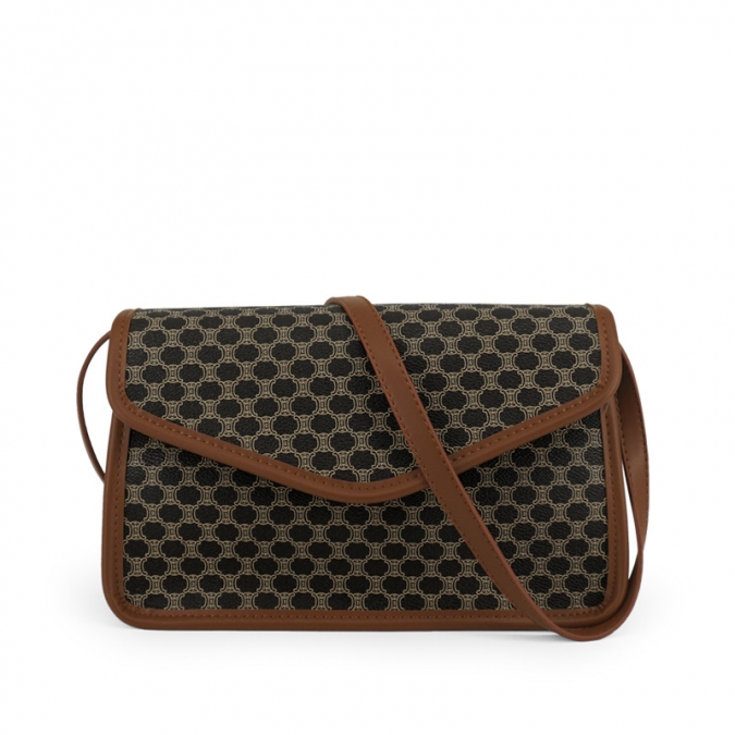 Brand leather Floral Polka dots small square bag women retro shoulder bag