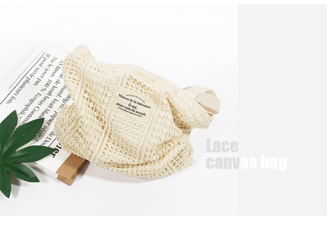 New Canvas Lace Big Capacity Long Strap Girls Tote Shoulder Bag 