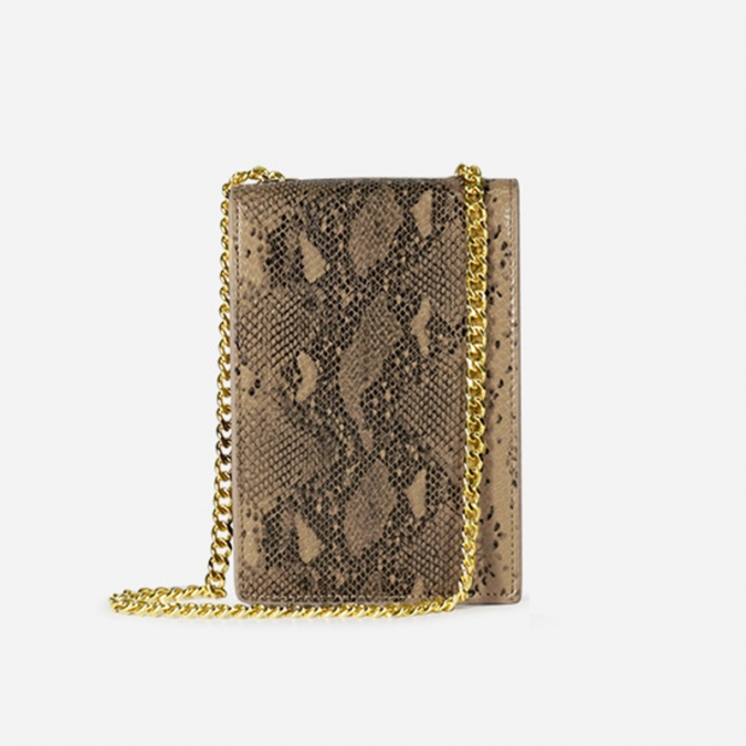 Small handbag design python pattern pu leather mini phone bag with chain strap 