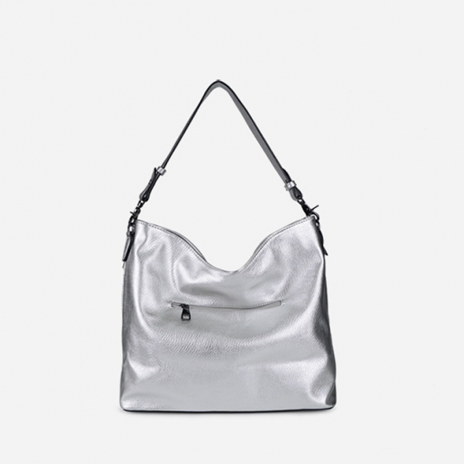 Designer hobo purses Metallic silver colour PU leather hobo handbags 
