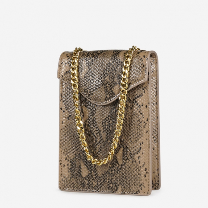 Small handbag design python pattern pu leather mini phone bag with chain strap 