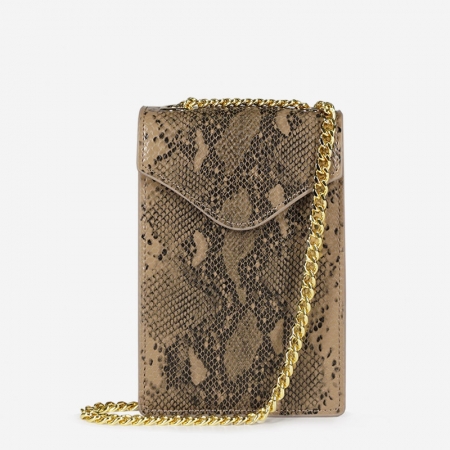 python pattern pu leather mini phone bag with chain strap
