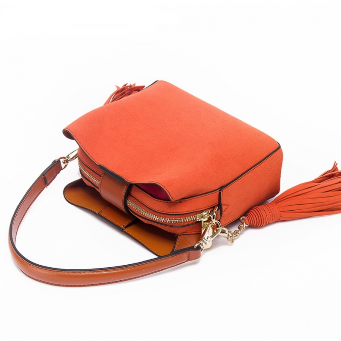 Custom Young Girls Small Square PU Leather Crossbody Bag With Tassel 
