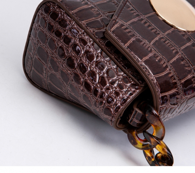 Patent Crocodile PU Leather Small Girls Chain Crossbody Bag 