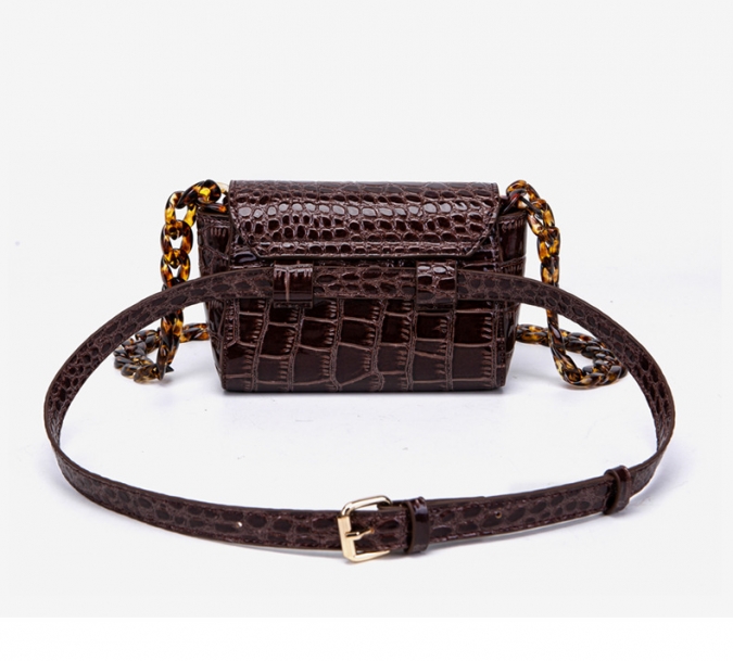 Patent Crocodile PU Leather Small Girls Chain Crossbody Bag 