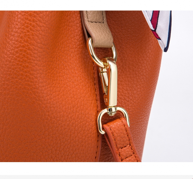 Colorful Faux Leather Smooth Leather Lady Bucket Bag 